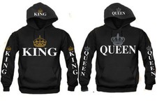 King and Queen Couple matching funny cute Hood Pull Over