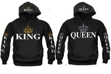  King and Queen Couple matching funny cute Hood Pull Over