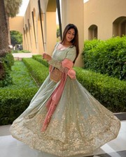 New Fancy Star Georgette Top And Lehenga With Dupatta For Reception  Party