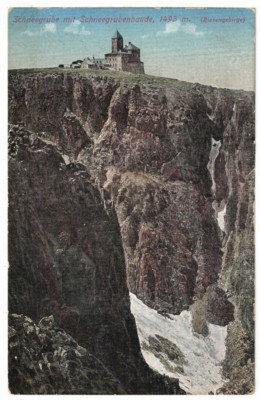 c1910 Postcard: Giant Mountains, Schneegrube with Cottage, Sniezne Kotly, Poland