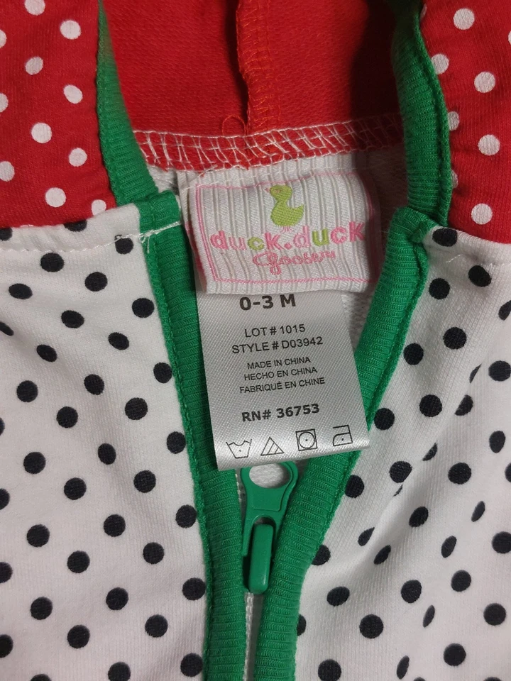 Sudadera con Capucha Duck Duck Goose Infantil Niñas Blanco Rojo Fresa Cremallera Talla 0-3 Meses Foto 3 de 4