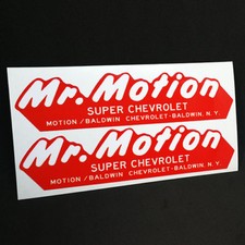 Pair Of Mr. Motion Baldwin Chevrolet Ny Vintage Style Decals Vinyl Stickers