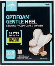 Optifoam Gentle Silicone-Faced 9 X 9 Foam And Border Heel Dressing, Box of 10