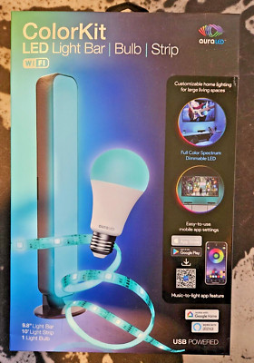 Tzumi Aura LED Color Kit Multi-Color LED Light Bar & Bulb Light Strip Light