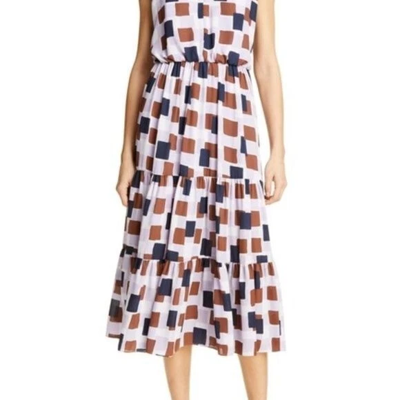 Vestido Kate Spade New York Geo Cuadrados Cuello Corbata Talla 6 Foto 4 de 4