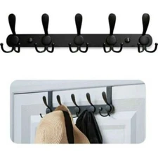 Metal Wall Mounted Coat Rack | 5 Tri-Hooks Hold Up to 50 LBS | On Door Towel...