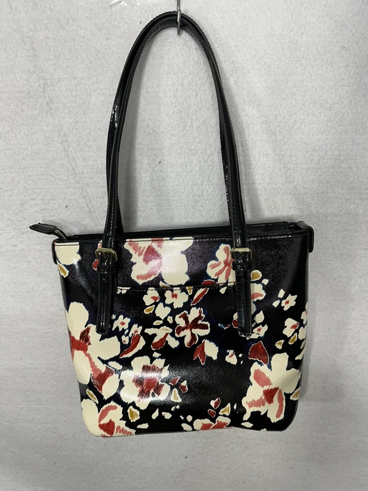 Bolso de Hombro Anne Klein Negro Multicolor Floral Cartera Mediano Ajustable Foto 3 de 4