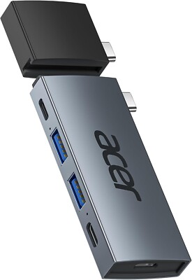 Acer USB C Hub Adapter für MacBook, 6 in 2 abnehmbare Multiport USB C Dock