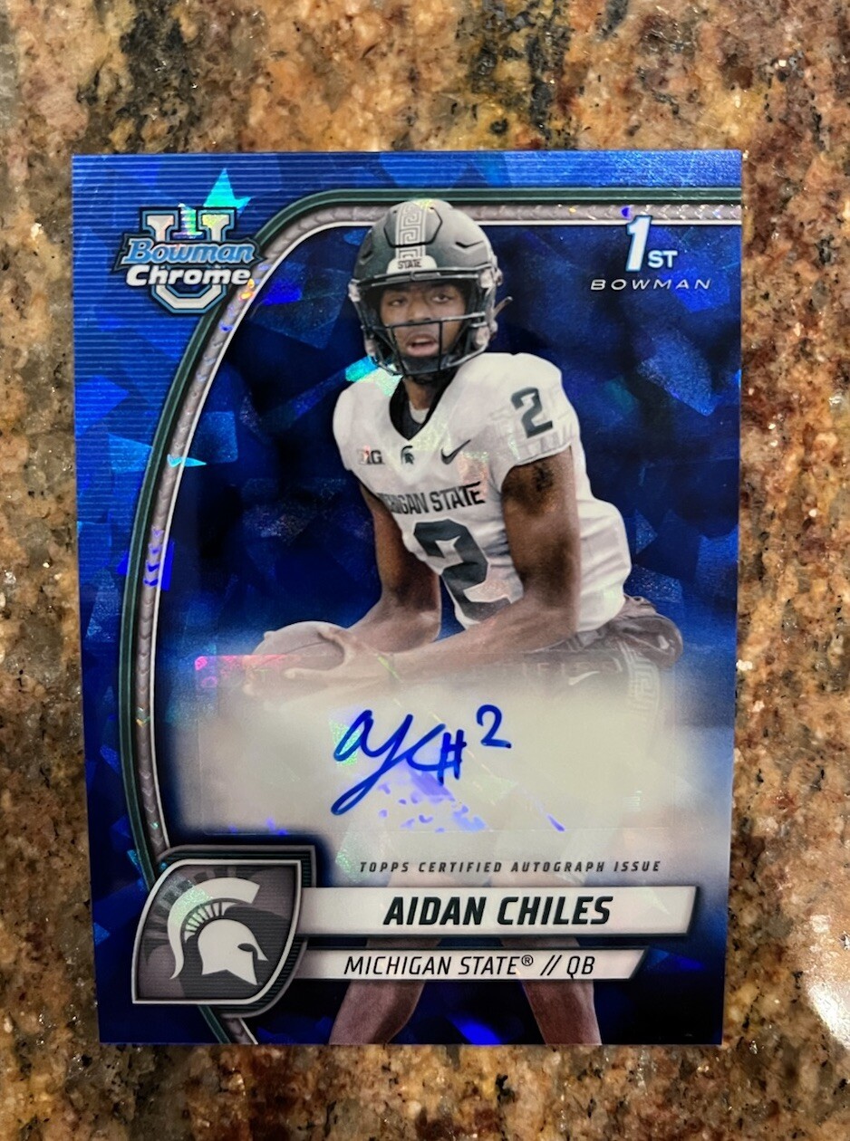 Aidan Chiles 2024 Bowman U Chrome Sapphire Auto Michigan State Spartans #8!!