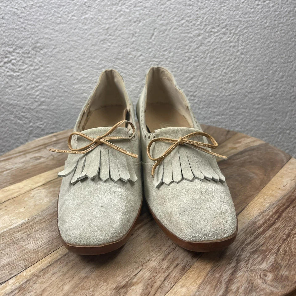 Tacones con lazo vintage l 70s 7N Mikèlos Atenas gamuza bloque de madera borla preppy flecos Foto 3 de 4