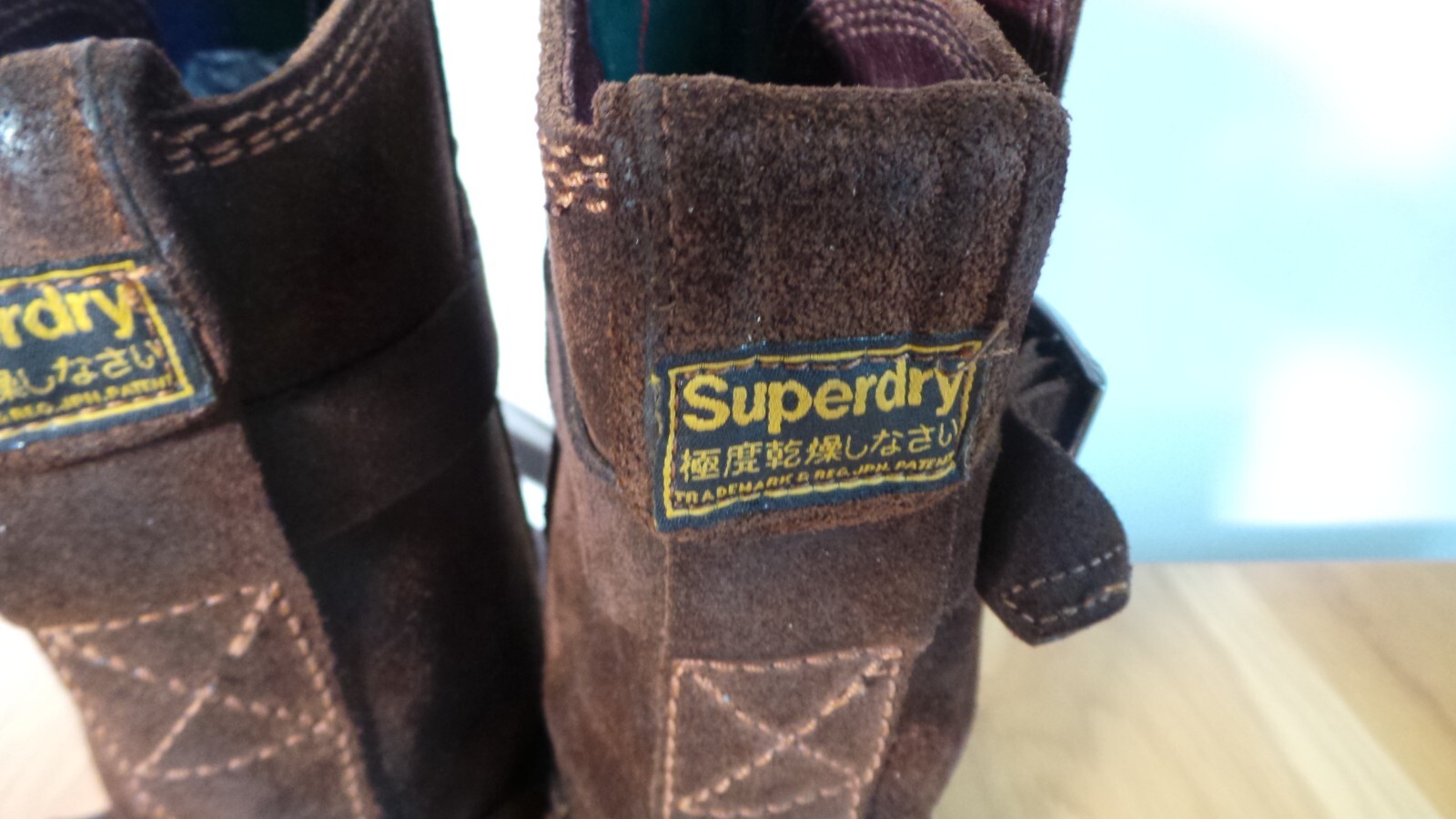 Superdry Dark Brown Suede Leather Winter Biker Boots Size 4/37 image 10