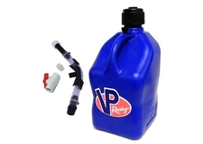 VP Racing Blue Square 5 Gallon Fuel Jugs + Hose, Hose Bender, and Ball Valve