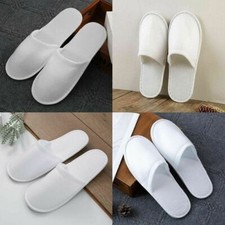 10 Pair Spa Hotel Guest Slippers White Disposable Terry Close