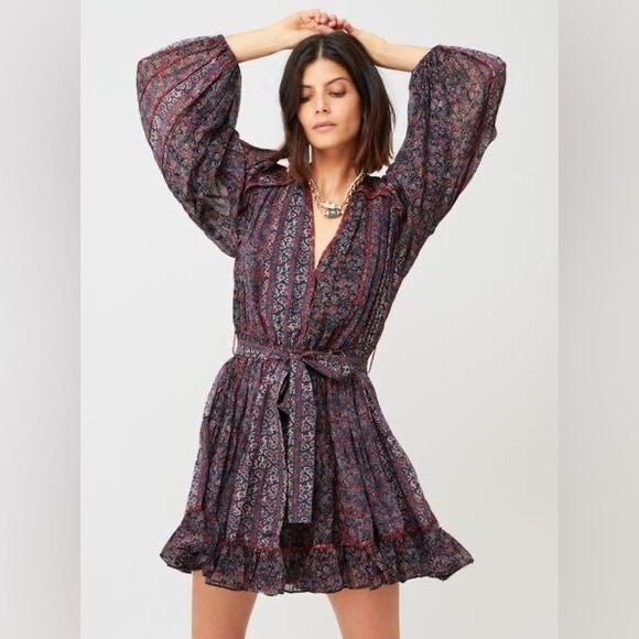 Ulla Johnson Eleni Floral Silk Minidress in Twilight