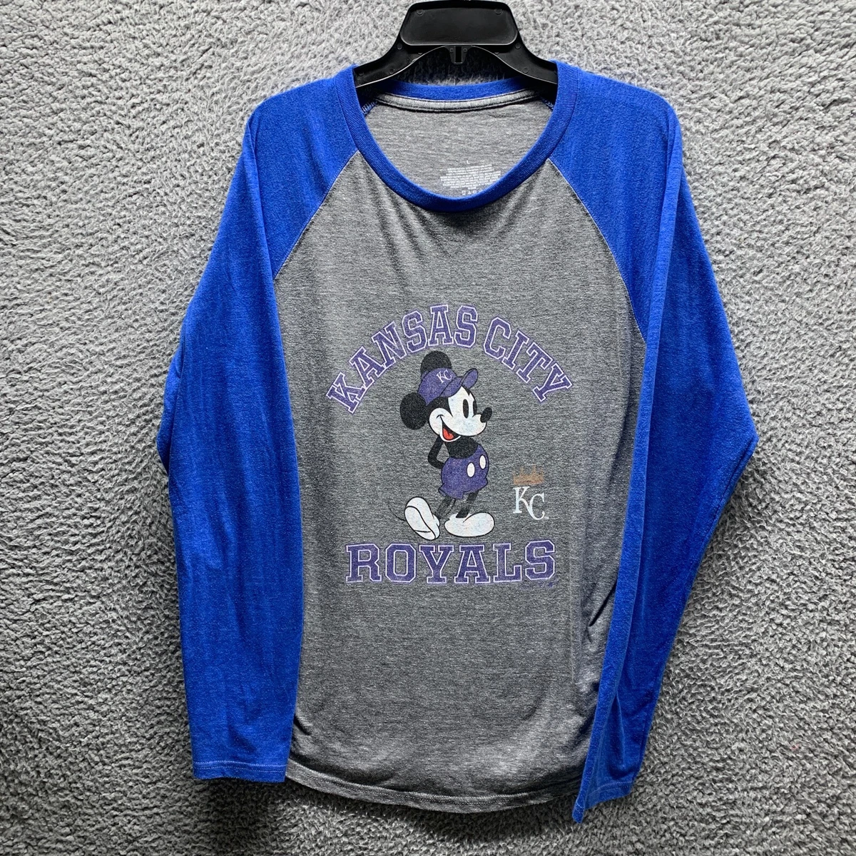 Kansas City Royals Shirt Adult Large Gray Blue Mens Baseball Mickey Mouse  Disney