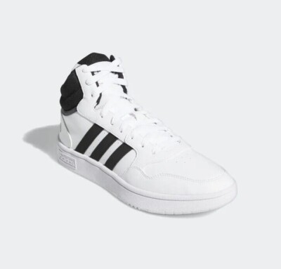 ADIDAS HOOPS 3.0 MID WEISS SCHWARZ SNEAKERS HERRENSCHUHE SPORT BASKETBALL
