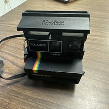 Vintage Polaroid ONE STEP 600 Rainbow Stripe Instant Film Land Camera Untested
