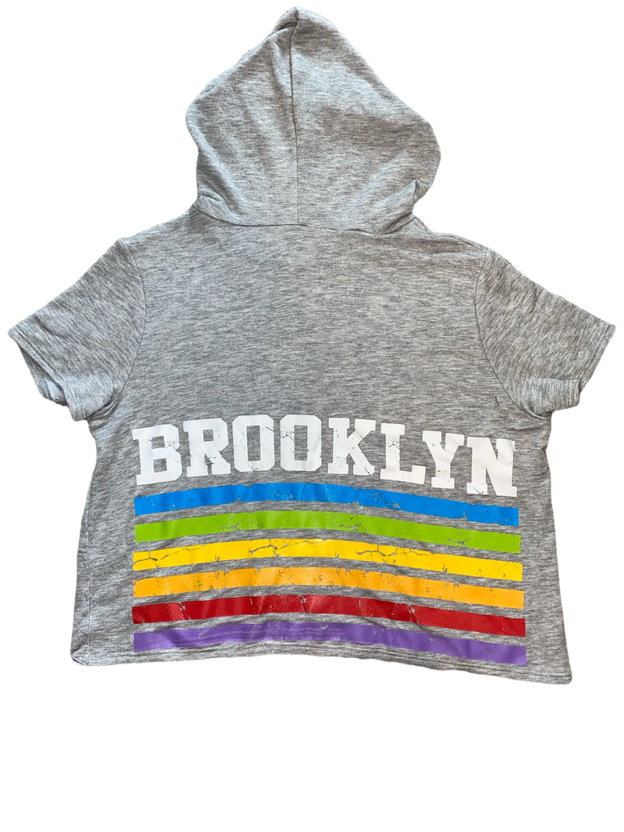 Revelation big girls cropped rainbow Brooklyn hooded short sleeve