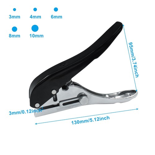 6 mm Single Hole Punch Portable Hand Held Paper Hole Puncher Black Long Hole ... - Picture 2 of 5