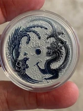 2017 ERROR VARIETY 1 OZ SILVER DRAGON & PHOENIX - PEARL OF WISDOM - PERTH MINT