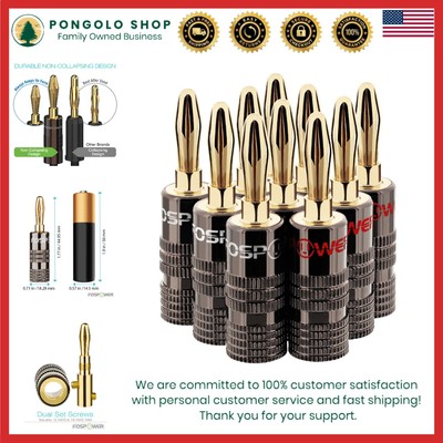 Audiophile-Grade 5 Pairs 24K Gold Banana Plugs for Secure Sound Connections