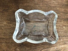 VTG Mid Century Rectangle Cigarette Cigar Ashtray Thick Clear Glass 4 Rest MCM