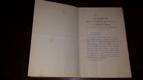 ALLOCUTION ABBE MUGNIER - Mariage Courten Berthault 1909 Châlons-sur-Saône - Picture 2 of 3