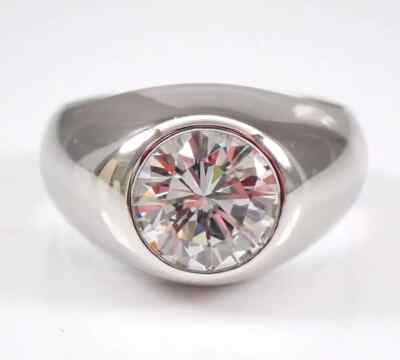 RARE 10 Ct Treated Round Cut White Diamond Solitaire Ring 925 Silver, Certified