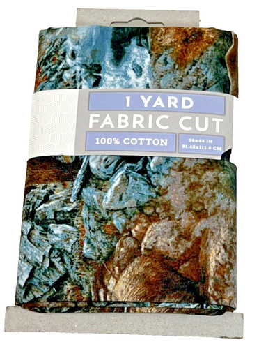 Grizzly Bears Cotton Quilting Blue Fabric 1 Yard Fishing River David Textiles