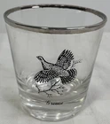 Federal Glass Low Rocks Glasses Silver Rimmed Grouse Vintage