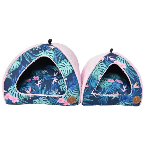 Cueva para perros WauWau / Cueva para gatos / Bella tropical / Rosa Minky 40 cm x 40 cm - Imagen 6 de 8