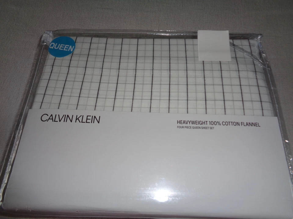 Juego de sábanas de franela 100 % algodón CALVIN KLEIN QUEEN XDeep 18" pesado ventana Foto 2 de 4