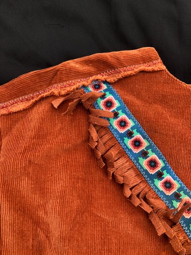 Native American Handmade Corduroy Fringe Dress Pocahontas Costume - Picture 3 of 10