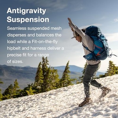 BLACK - OSPREY ATMOS AG LT 65L MEN'S BACKPACKING BACKPACK, S/M