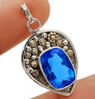 Two Tone 6CT Natural Kyanite 925 Sterling Silver Pendant Jewelry @9-9 — photo 1