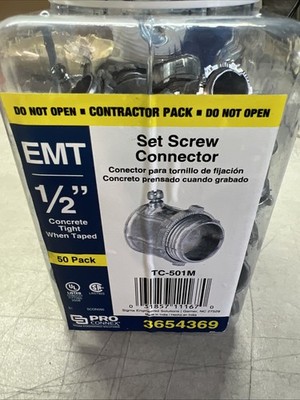 1/2'' Pro Connex EMT Connector Conduit Fittings 50 Pack TC-501M