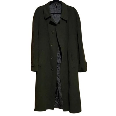 Saks Fifth Avenue Loro Piana fits men's L-XL olive green cashmere wool coat