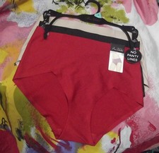 3 NEW PRIMA VALENTINA 77309 RD/BK/BG NO PANTY LINES MF HI-CUT BRIEF PANTIES S