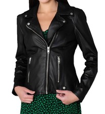 Giacca donna vera pelle di agnello moto vera slim fit biker jacket