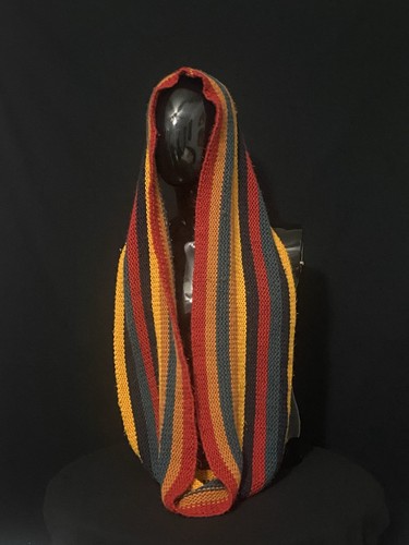 Handmade Knit Infinity Scarf Multicolor Striped