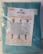 American Soft Linen Luxury Turkish Jumbo Oversized Bath Towel Aqua 35"x70" New