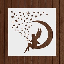 Fairy on the Moon Stencil, Reusable Fairy on the Moon Stencil, Art Stencil - DI