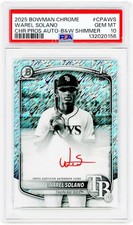 Warel Solano Rays Signed 2025 Bowman Chrome 1st Black & White CPA-WS PSA 10 Card