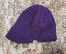 Women's Spyder Purple Cable Knit Fleece Lined Beanie Winter Hat Acylic Wool