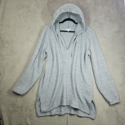 Pajamagram Cloudy Blue Sky Soft Cozy Above Knee Hooded Nightgown Chenille Sz L