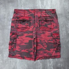 Y2K Red Union Bay Grunge Baggy Cargo Skater Shorts