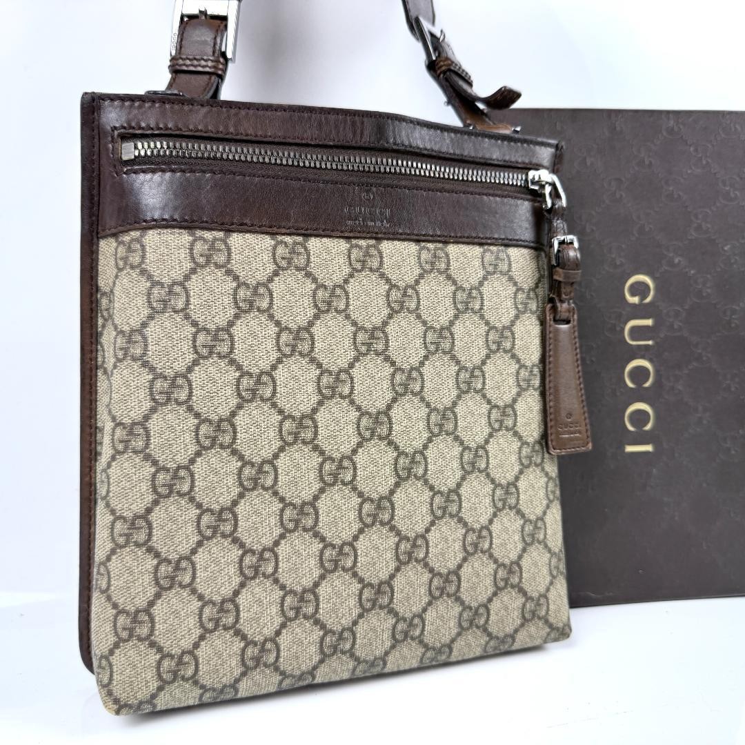 Gucci GG Supreme Logo Embossed Crossbody Shoulder Bag Unisex Pre-Owned