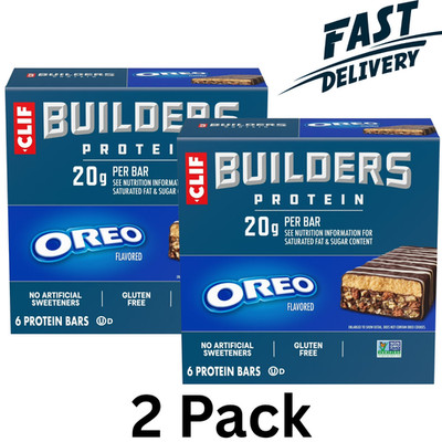 CLIF BUILDERS Protein Bars OREO-Flavored, Plant Protein, Gluten Free Bar, 12 CT