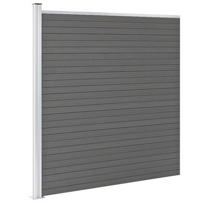 WPC Sichtschutzzaun Grau 175x186 cm Zaunpaneel Gartenzaun Aluminium