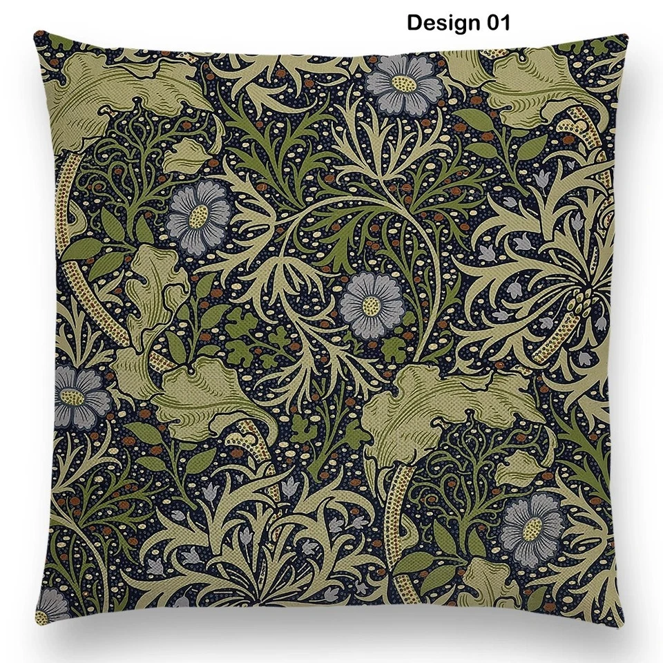 Cojín de sofá rojo William Morris Thief de lino almohada de lujo decoraciones navideñas Foto 2 de 4